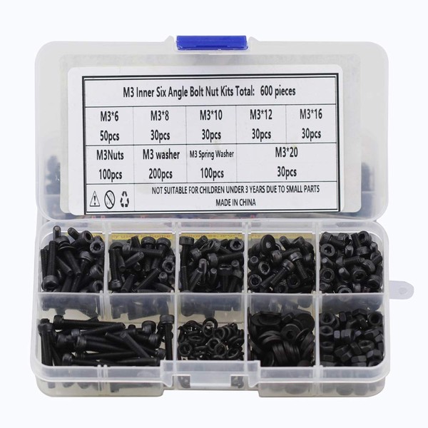 SZHKM M3 Screw Inside Hex Bolt Nut Washer Classification Kit
