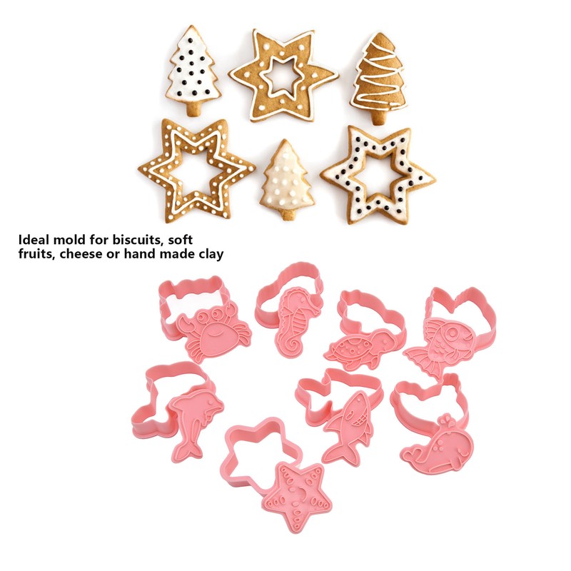 Plastic Cookie Cutters Sea Animal Pattern 3D Cartoon Baking Pressable