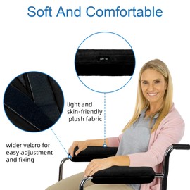 SPRING SEAON Wheelchair Armrest Covers 2 Pack Soft Memory Foam Wheelchair armrest Pads Wicking Washable for Office Transport Chair (Navy Blue)