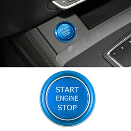 QZTYTY Car Push Start Button Cover, Ignition Switch Button, Engine Push Start Stop Button Cover Trim, Universal Car Accessories Start Stop Button Cover Compatible with A4 LA5 A6 LA7 Q5 Q7 (Blue)