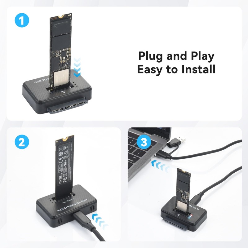 ELUTENG NVMe SATA to USB SSD Enclosure 3 in 1