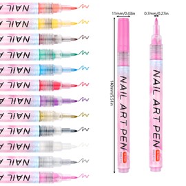 12 Farben Nagellack Stift Set, Nagellackstifte für Nägel, DIY Linie Nagelkunst Graffiti, Zeichnen, Malen, Liner, Nagelspitze Nail Art Beauty Schmücken, für Zuhause und Den Salon Nagel-DIY