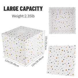 YINUOYOUJIA Large Gift Box 12x12x10Inches,Gift Boxes with Lids for Presents,Cute Box,Birthday Gift Box,Gift Packaging for Valentine's Day,Mother's Day,Christmas,Anniversaries.(White Stars)