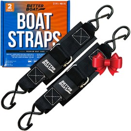 Boat Tie Down Straps to Trailer, 2 Inch x 48 Inch Marine Grade Transom Straps, Heavy Duty Manual Buckle Clasp, Short, Boat Tie Downs for Trailer, Jet Ski, 4 Ft
