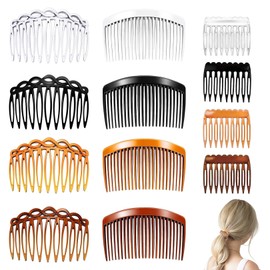 12 Stück Haarkamm zum Stecken,Steckkamm Haare,French Comb&Einsteckkamm für Haare,Comb Clips,Haarkämmchen zum Stecken,Kunststoff Steckkämme mit 9+11+23 Zähnen in Vier Farben Für Dickes und Feines Haar