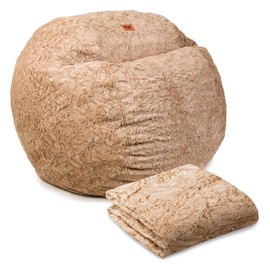 CordaRoy's Faux Fur Bean Bag Chair Cover Only (Bean Bag Sold Separately), Full Size, Tan