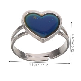 BESPORTBLE 2Pcs Heart Shape Temperature Change Emotion Ring Color Changing Open Ring for Women Fun Mood Reflective Accessory for Holidays and Special Occasions