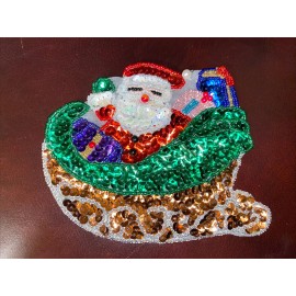 Union Trading Company VINTAGE 1989 UNION TRADING CO. SEQUINED CHRISTMAS SANTA IN SLEIGH  PATCH