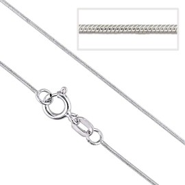 Designer Inspirations Boutique 20" Inch Sterling Silver 0.8 mm Thick Round Snake Chain Necklace for Women Men Unisex - Fine Silver Chain - Ideal for Smaller Pendants - Weight: 2.4 Grams…