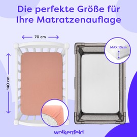 Wolkenfeld Baby Fitted Sheet, 70 x 140 cm, Set of 2, Made of Breathable Muslin Cotton, Soft and Gentle on the Skin, Suitable for Mattresses up to 10 cm, Pink/White