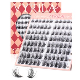 Lash Clusters 0.05mm PBT Fiber Eyelash Clusters, 0.1mm Superfine Invisiband D Curl Diy Lash Extension, 96pcs 8-16mm Individual Like Eyelash Extensions (Velvet-D-8-16Mix)