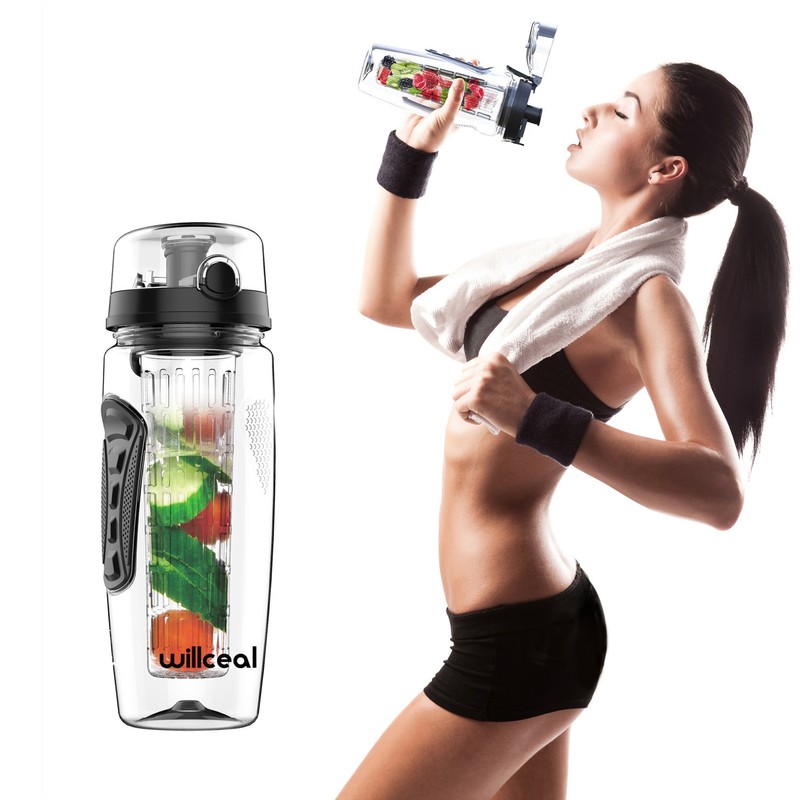 willceal Fruit Infuser Water Bottle 32oz Durable, Large - BPA