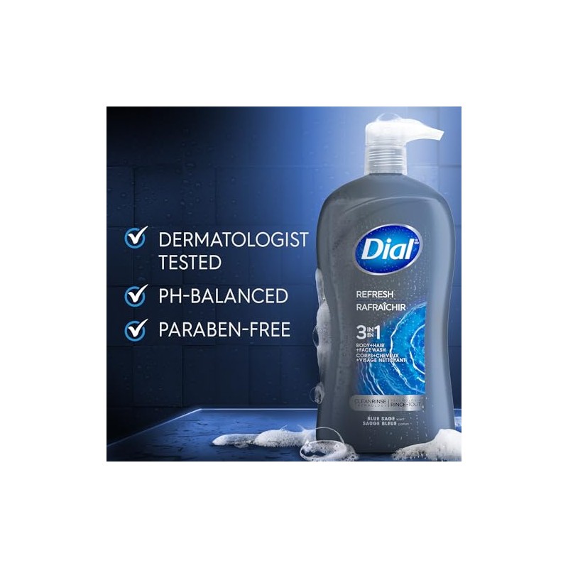 Dial for Men Hair + Body Wash, Hydro Fresh, 32