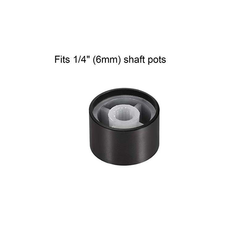 sourcing map 5pcs Potentiometer Knob Knurled Shaft Black Aluminum Smooth