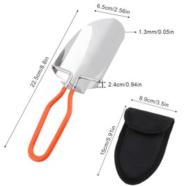 Mini Folding Shovel Digging Shovel Lightweight Garden Shovel Stainless Steel Folding Camping Shovel with Storage Bag,for Home Garden, Hiking, Fishing, Car Emergency(Silver,Size:8.8x2.56x0.94inches)