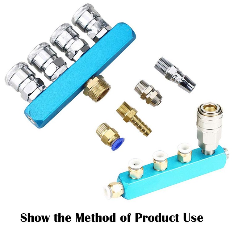 Beduan 1/4" 2 Way 5 Port Aluminum Air Hose Inline