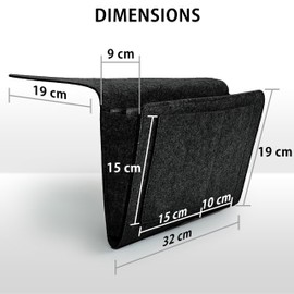 HomeGadget Felt Organiser Bag for Hanging [for Sofa & Bed] - with 5 Compartments for Any Type of Accessories such as Newspaper, Glasses, Smartphone - Black