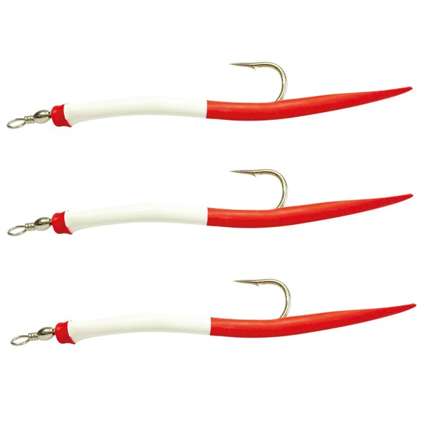 Dieter Eisele Rubber Makks Red/White – 3 Artificial Baits for Cod, Length / Hook Size: 13 cm / Size 6/0