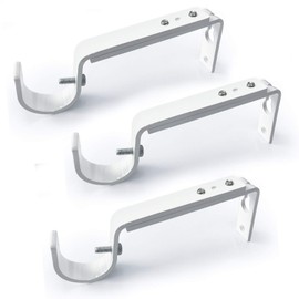 IHRDNNR Curtain Rod Holders Heavy Duty Adjustable Rod Brackets for 7/8 or 1 Inch Rods, Set of 3 (White)