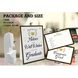 Graduate Advice & Well Wishes Cards, 1 Graduation Sign And 50 Advice Cards, Advice & Well Wishes for the Graduate, Graduation Decorations, Graduation Decorations Class, Grad Party Idea 08