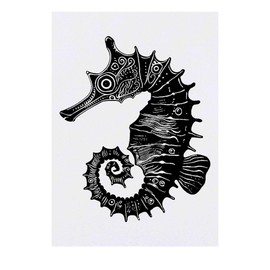 'Sketchy Seahorse' Temporary Tattoo - Water Resistant, Skin-Safe, Non-Toxic Transfer (TO00069229)