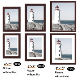 Fixwal 20 Pack Picture Frames Collage Wall Decor Wall Frame Set for Gallery Wall Decor, Hanging or Tabletop Display, Assorted Picture Frames Including 8x10, 5x7, 4x6 Family Photo Frames, Brown