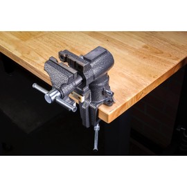 Toolsmith 2-1/2 inch Mini Jaw Portable Clamp-on Table Bench Third Hand Vise Swivels and Rotates 360°, 1-1/2 inch and 2-1/2 inch Jaws, Soft Jaw Covers, Jewelry, Hobby, Crafts, Clamp or Bolt-on - 240006