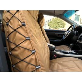 CAMERRI Coyote Tan Canvas Seat Covers for Jeep Wrangler JL/JK/TJ/YJ 2-Door/4-Door, Durable Tactical Multi Pockets Trucks Seat Protectors Front Pair Rain Defender (Coyote Tan)