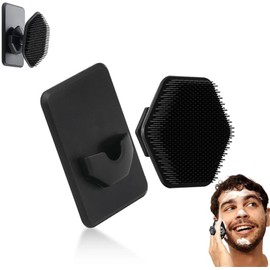 Cepillo facial hexagonal con gancho de silicona. El gancho de silicona permite guardar el cepillo después de la limpieza. Cepillo corporal(Black)