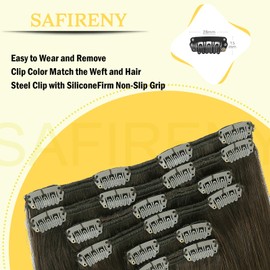 SAFIRENY Clip in Hair Extensions Real Human Hair 6pcs 120g 22 Inch Balayage Dark Brown to Dirty Blonde Double Drawn Clip in Hair Extensions (#2/6/18, 22")