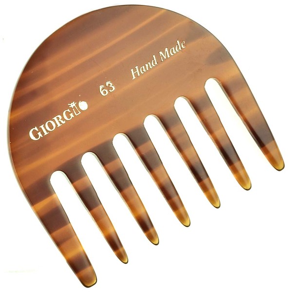 Giorgio G63 2 3/4" Hand Made Tortoiseshell Detangling Comb - Wide Teeth Flexible Comb, Hand-Made of quality Durable Cellulose, Saw-cut and Hand Polished (6 Pack, Tortoiseshell)