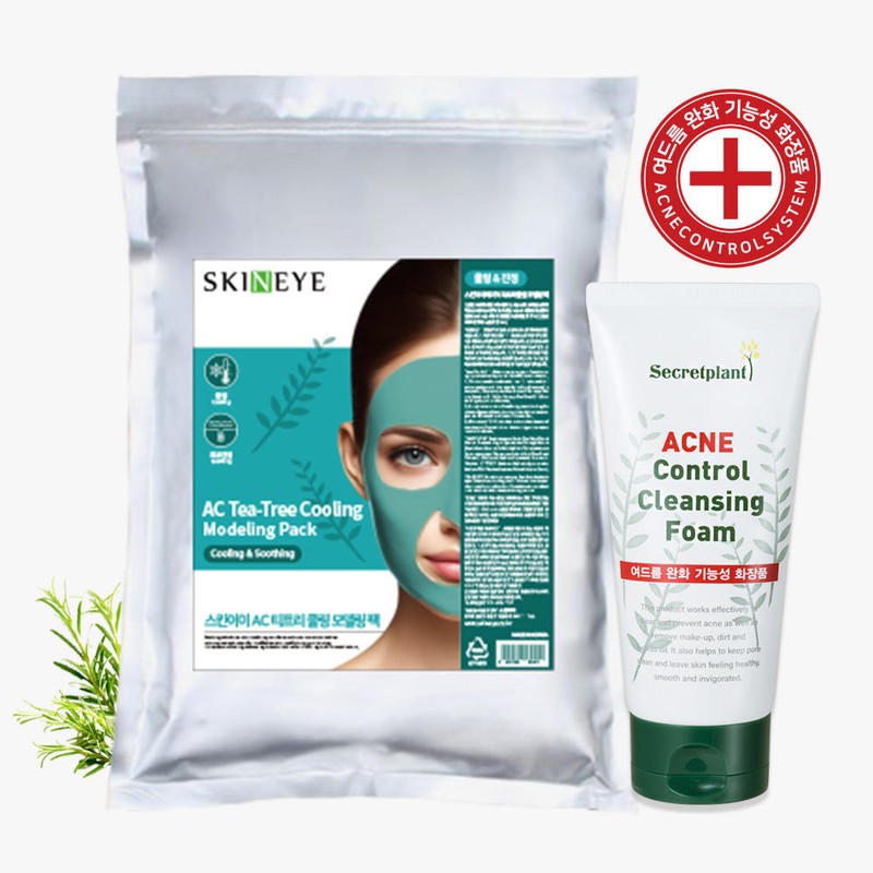 Skinai 스킨아이AC티트리 쿨링 모델링팩1kg + 아크네 컨트롤 티트리 클렌징폼 Skin