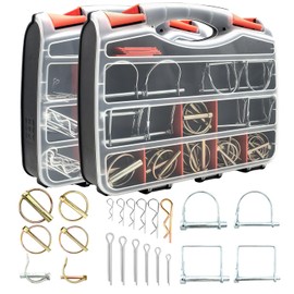 419PCS Heavy Duty Hitch Pin Kit, Zinc Plated Trailer Pins Lynch Pins, PTO Pins, R Clips & Cotter Pins Coupler Pins for Trailers, Trucks, Tractors, Mowers, Farm Equipment Accessories