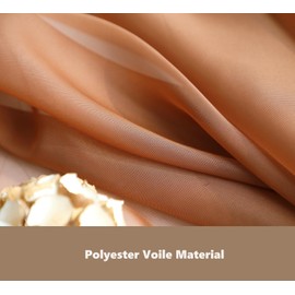 PI Sheer Curtains 84 Inches Long,Window Treatment Rod Pocket Light Filter Soft Airy Voile for Living Room/Bedroom/Patio Door/Sliding Door 2 Panels (W42XL84,Caramel Brown)