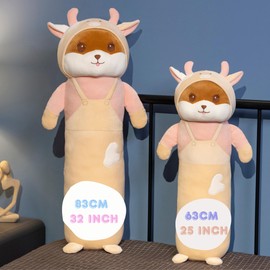 HUG HUG Cute Cow Stuffed Animal 24.8''- Long Body Hugging Toy for Anxiety & Sleep, Soft Plush Emotional Support Pillow, Gift for Kids, Adults, Girlfriend, Bed & Room Decor