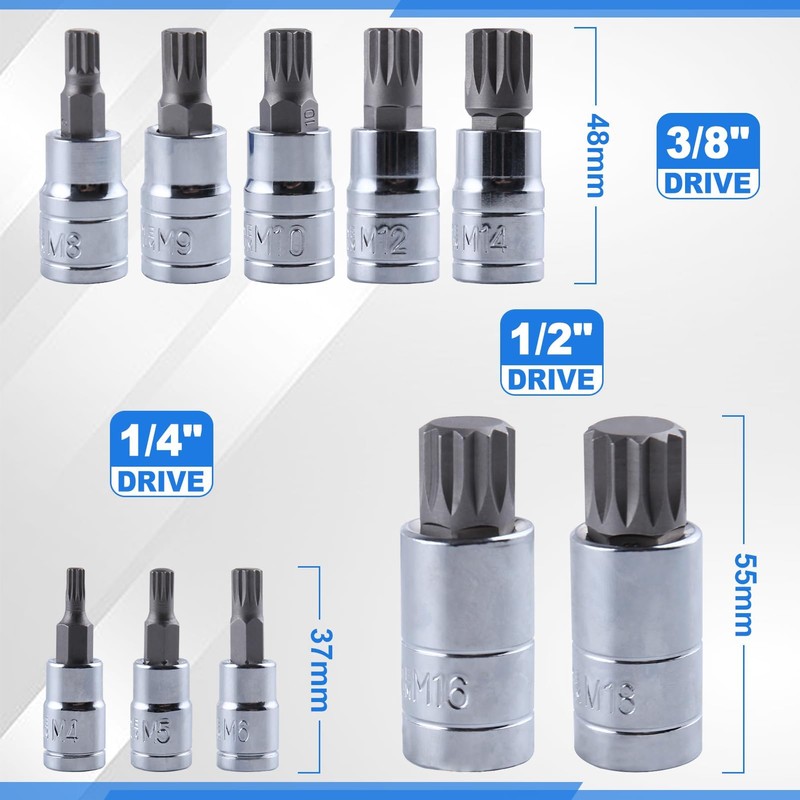 SPEEDWOX 10 Pcs Triple Square Bit Socket Set Spline Socket