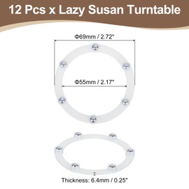 uxcell 12Pcs 3 Inch Rotating Swivel Stand with Steel Ball Bearings, Lazy Susan Base Turntable Bearing Plate Round Table Swivel Base for Home Kitchen, White, 6 Balls