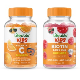 VitaWorks Lifeable Vitamin C Kids + Biotin Kids, Gummies Bundle - Great Tasting, Vitamin Supplement, Gluten Free, GMO Free, Chewable Gummy