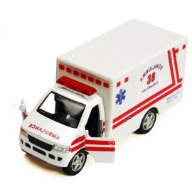 Kinsmart Rescue Team Ambulance, White - Kinsmart 5259D - 5" Diecast Model Toy Car