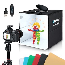 Photo Studio Box, PULUZ Mini Folding Lightbox LED Ring Light Portable Photo Studio Photography Shooting Tent Box Kit 6 Colors Backdrops USB Light Box for Phones DSLR Camera 12 x 12 inch