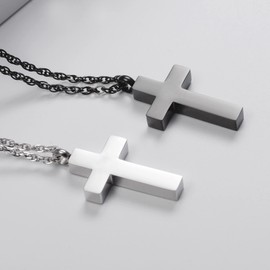 2 Pieces Cremation Urn Necklace for Ashes Keepsake Jewelry Blank Cross Urns Locket Stainless Steel Memorial Pendant for Women Men Loved Ones