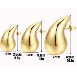 Set of 3 sizes Trendy Round Statement Drop Earrings for Women, Gold/Silver Colour, Metal, Geometric, Dangle, European Style (Gold)