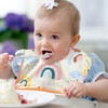 GAJIGAJI Waterproof Baby Bib with Silicone Food Catcher Pocket, Adjustable
