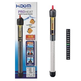 Hidom Aquarium Heater Quartz Glass Submersible Fish Tank - 50w Thermostat Control Pro-Heat HT 8050 - With FREE Stick on Thermometer - Suitable for both fresh and salt water