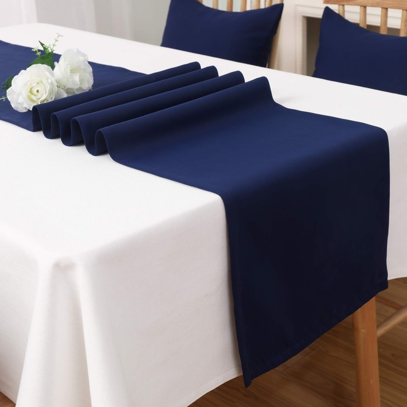 DUALIFE 2PCS Navy Table Runner Handcrafted Table Cloth Table Runners