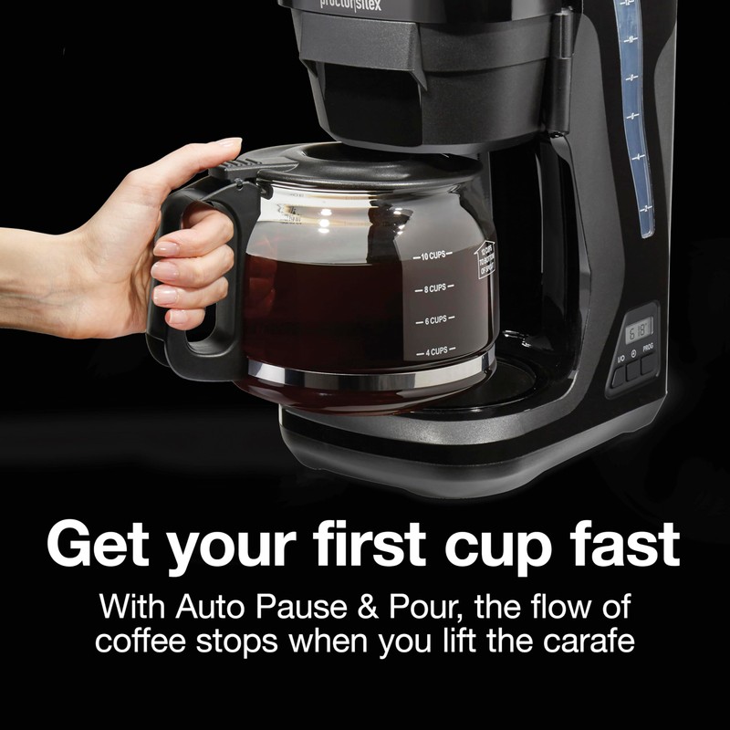 Proctor Silex FrontFill Drip Coffee Maker, Digital & Programmable, 12