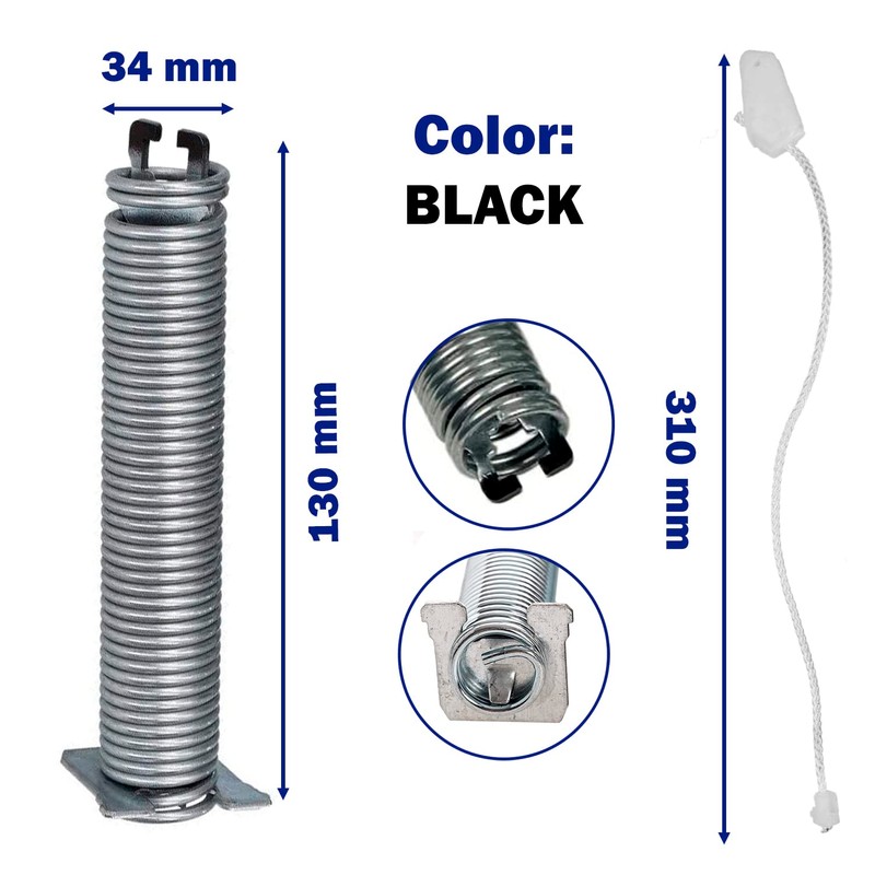 Monteral Hinges and Spring Set for Dishwasher in Black Suitable