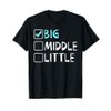big medium little big brother t shirt, black