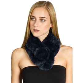 Caspar SC478 Women's Faux Fur Scarf Fur Collar Fur Collar, darkblue