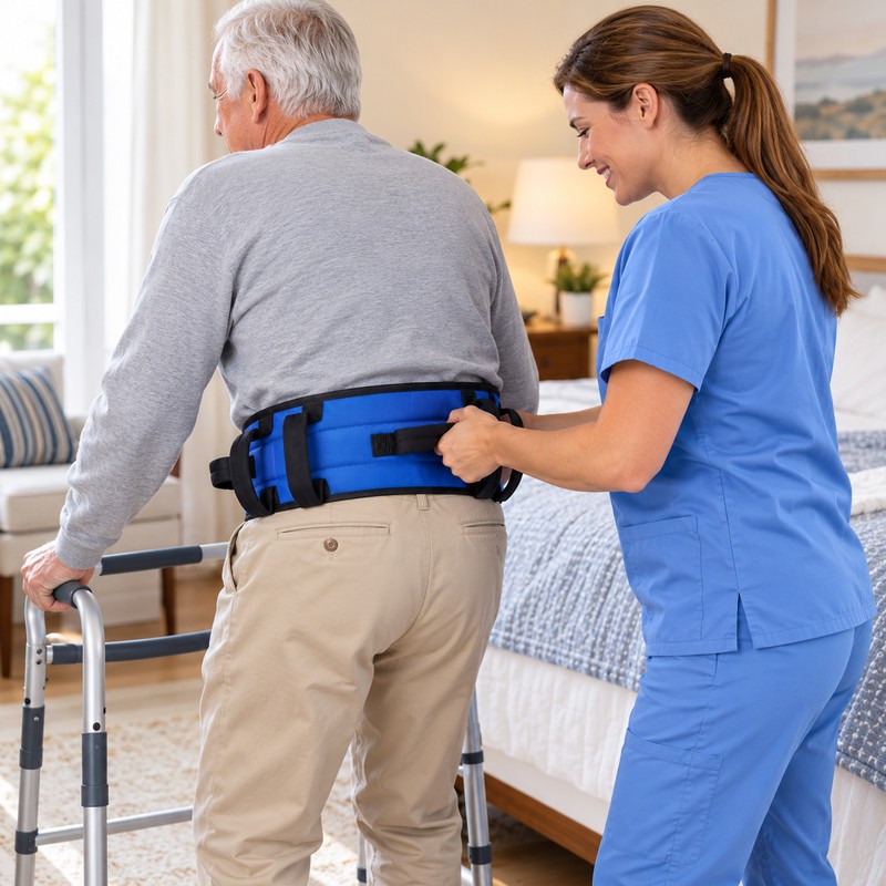 Adjustable Gait Belt for Elderly Mobility Assistance – 7-Handle Padded